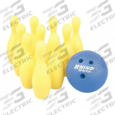 CHAMPION SPORTS Bowling Set: (10) Bowling Pins/Bag/Foam Bowling Ball, Foam, 10 Targets - Floor Bowling