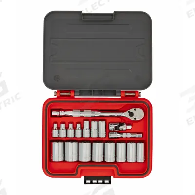 PROTO Socket Set: 3/8 in Drive, 19 Piece, SAE - SAE Socket Sets with Drive Tools
