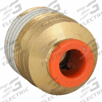 SMC Push-Fit Adapter Fitting: 1/4 in OD x 3/8 in Pipe Size, Push-to-Connect x MNPT - Polybutylene & Brass Tube Fittings