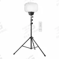 E-Z UP LED Balloon Light: 7,800 lm Max Brightness, LED, 10 Brightness Levels, 1 Lamp Heads, IP42 (MPN SZBLK60W1B). Key specifications — Frame Color: Black; IP Rating: IP42; Lighting Technology: LED; Operating Voltage: 110 to 240V AC; Brand: E-Z UP.