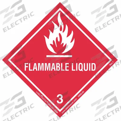 LABELMASTER Container Label: Flammable Liquid, 4 in x 4 in, 4 in Label Ht, 4 in Label Wd - Class 3: Flammable Liquids