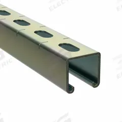 Strut Channel - Slotted: Steel, Electroplated, 12 ga Gauge, Slotted Holes, Single Strut Channel (MPN B 905HS 20). Key specifications — Material: Steel; Color: Gold; Finish: Electroplated; Hole Size: 9/16 in x 7/8 in; Hole Spacing: 1-1/2 in Center to Center; Slot Type: Half Slotted; Brand: KINDORF.