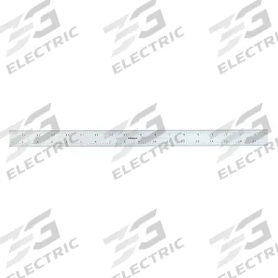 MITUTOYO Rigid Rule: 182-241, 18 in, 0.02 in Thick, 1/64 in, Chrome, Black, Flex - Stainless Steel Rulers
