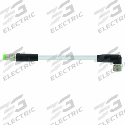 MURRELEKTRONIK Cordset: M8 Male Straight X M8 Female Right Angle, 3 Pins, Gray, PVC - Double-Ended Cordsets with PVC Jacket for Flexing Applications