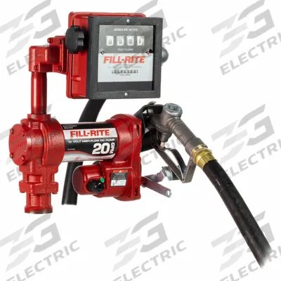 FILL-RITE Electric Drum Pump: 12 V DC, 1/4 hp HP, 20 gpm Max. Flow Rate, Cast Iron - Metered Bung-Mount DC-Powered Fuel Transfer Pumps