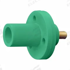 Single Pole Receptacle: Green, Straight Taper Nose Mating, Threaded Stud Termination, 150 A (MPN 15R21-UG). Key specifications — Series: 15; Receptacle Gender: Male; Brand: LEVITON.