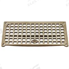 JAY R. SMITH MFG. CO Grate: Nickel Bronze, 5 3/8 in Overall Wd, 5/8 in Overall Ht, Bronze, Screw-In (MPN 3140G-12NB). Key specifications — Brand: JAY R. SMITH MFG. CO; Finish: Bronze; Color: Bronze; Material: Nickel Bronze; Connection Type: Screw-In; Grate Opening Type: Full Grate; Grate Surface Style: Square Holes; Product Type: Grate.