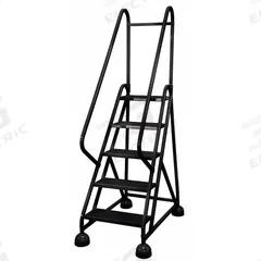 COTTERMAN Rolling Ladder: 3.8 ft Platform Ht, Partially Assembled, Steel, Wt-Actuated Auto-Lock (MPN ST-501 A2 C7 P5). Key specifications — Includes Handrails: Handrails Included; Material: Steel; Brand: COTTERMAN; Color: Black.