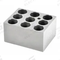 OHAUS Modular Block: Anodized Aluminum, 3 in Overall Wd, 3 3/4 in Overall Lg, 9 Wells, 45 mm Well Dp (MPN 30400186). Key specifications — Product Type: Dry Bath Block; Includes Thermometer Well: Yes; Material: Anodized Aluminum; Brand: OHAUS.