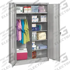 TENNSCO Storage Cabinet: 48 in x 24 in x 78 in, 5 Shelves, Swing Handle & Keyed, 20 ga Panel, Adj (MPN J2478SUC LIGHT GREY). Key specifications — Shelf Adjustability: Adjustable; Base Type: Leveling; Cabinet Color: Light Gray; For Use Outdoors: No; Frame Assembled: Assembled; Cabinet Storage Components: Shelves; Brand: TENNSCO; Cabinet Style: Hanging Rod and Shelves.
