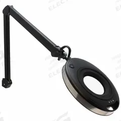 AVEN Interchangeable Lens Magnifying Lamp: LED, 2.25x/4x, 5_12 Diopter, 950 lm Max Brightness, 6500K (MPN 26501-LED-INX-12D). Key specifications — Brand: AVEN; Magnification: 4x; ESD Safe: No; Lens Material: Glass; Lighting Technology: LED; Operating Voltage: 100 to 240V AC; Includes Ultraviolet Light: No.