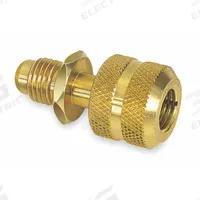 JB INDUSTRIES Adapter: 2 in Lg, 0° Angle, Input 1/4 in Female SAE Right-Hand, A2L Compatible (MPN 33112N). Key specifications — Product Type: Adapter; Brand: JB INDUSTRIES; Manufacturer Part Number: 33112N; Material: Brass.