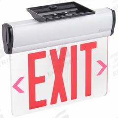Exit Sign: 1 Faces, Red, Aluminum, Universal Field Selectable Chevrons, LED, Silver, Nickel Cadmium (MPN 6CGL3). Key specifications — Housing Color: Silver; Brand: APPROVED VENDOR; Lighting Technology: LED; Self Diagnostics: No; Housing Material: Aluminum; Text Color: Red.