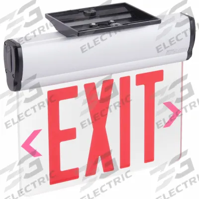 APPROVED VENDOR Exit Sign: 1 Faces, Red, Aluminum, Universal Field Selectable Chevrons - Surface-Mount Edge-Lit Exit Signs