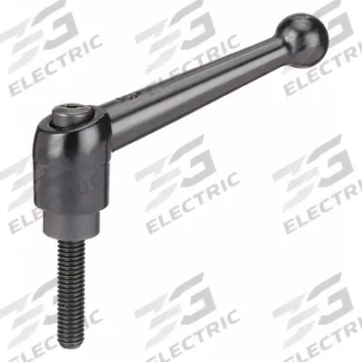 KIPP Adjustable Handle: Zinc w/ Steel Thread, 1/2"-13 - Ball-Style Adjustable Handles with Threaded Stud