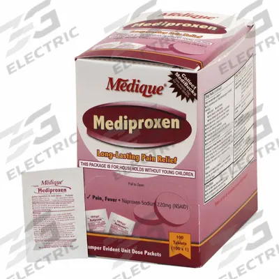 MEDIQUE Pain Relief: Naproxen Sodium, 220 mg, 100 Individual Doses - Naproxen Sodium Pain Relievers & Fever Reducers