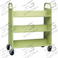 HIRSH Book Cart: 46 1/4 in Overall Ht, 38 in Overall Wd, 18 in Overall Dp, Double-Sided Sides, Tan (MPN 21785). Key specifications — attr1036848: Steel; attr1036852: (4) Lockable.