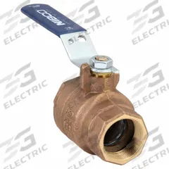 NIBCO Manual Two-Way Ball Valve: 1 1/2 in, Bronze, Straight, FNPT x FNPT, Full Port, Two-Piece, Blue (MPN T58570 1-1/2). Key specifications — Brand: NIBCO; Handle: Lever.