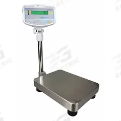 ADAM EQUIPMENT Industrial Bench Scale: 11 7/8 in x 15 3/4 in, Column-Mounted, Stainless Steel (MPN GBK 60AM). Key specifications — Connection Ports: RS-232; Readability: 0.02 lb/10g; Brand: ADAM EQUIPMENT; Weighing Surface Material: Stainless Steel.