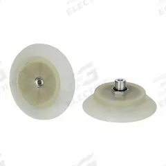 SCHMALZ Vacuum Pad Assembly: Flat, G1/4 in Vacuum Port, 87.1 mm Pad Dia, Food Grade Silicone Rubber (MPN 10.01.01.14069). Key specifications — attr1019136: 10.01.01.14069; attr1019138: SCHMALZ; attr1019139: 55 A.