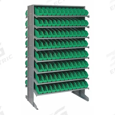 QUANTUM STORAGE SYSTEMS Pick Rack: 36 in x 24 in x 60 in, 2 Usable Sides, 16 Shelves - Metal Stationary Pick Racks with Open-Front Bins