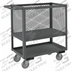 APPROVED VENDOR Raised-Platform Box Truck: 1,200 lb, 38 1/2 in L x 18 1/2 in W x 40 1/8 in H, Flat (MPN 4SLT-EX1832-1.2K-95). Key specifications — Material: Steel; Color: Gray; Brand: APPROVED VENDOR; Caster/Wheel Configuration: (2) Swivel with Brake.