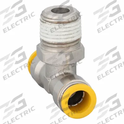 PARKER Push-Fit Tee Fitting: 12 mm OD x 12 mm OD x 1/2 in Pipe Size, Brass - Nickel-Plated Brass Tube Fittings