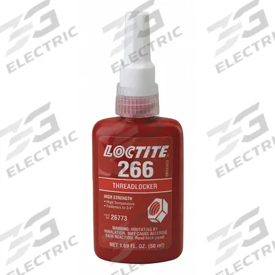 LOCTITE High-Strength Threadlocker: 266, Red, High-Temp Resistant, 1.69 fl oz, Bottle - High-Strength Threadlockers (Red)