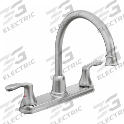 CLEVELAND FAUCET GROUP Kitchen Faucet: 40617, Metal, Widespread, Deck, 4 Mounting Holes - Centerset Kitchen Faucets