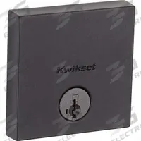KWIKSET Single Cylinder Deadbolt: Cylindrical, 1 3/4 in Door Thick - Max, Black (MPN 258-SQT-514-SMT-6AL-STRKP). Key specifications — ADA Compliant: Yes; Brand: KWIKSET; Finish: Flat Black Coated; Includes Core: Core Included.
