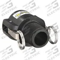 Cam and Groove Coupling: 1 1/2 in Coupling Size, 1 1/2 in Hose Fitting Size, 3 3/16 in Overall Lg (MPN 150B). Key specifications — Gasket Material: EPDM; Brand: BANJO; Thread Size: 1-1/2 in -11-1/2; Fitting Type: MNPT.