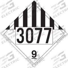 LABELMASTER Miscellaneous Dangerous Goods Placard: 3077, 10 3/4 in x 10 3/4 in, Vinyl, 25 PK (MPN ZEZ19-77). Key specifications — Brand: LABELMASTER; Message: 3077.