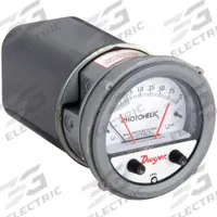 DWYER Differential Pressure Gauge & Switch: Single-Side, 1/8 in NPT Female, ±2% Gauge Accuracy (MPN A3002). Key specifications — Sensor Type: Diaphragm; Series: A3000 Photohelic; Housing Material: Die Cast Aluminum; Certificate of Calibration: Not Included; Gauge Accuracy: ±2%.