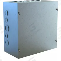 HAMMOND Junction Box: Galvanized Steel, 18 in x 12 in x 4 in, NEMA 1, Solid Cover, Screw On (MPN CSKOG18124). Key specifications — Brand: HAMMOND; Closure Method: Screws; Knockouts: Included.
