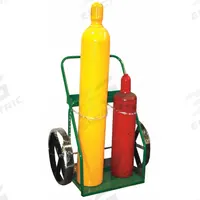 SAFTCART Cylinder Hand Truck: 400 lb, Side by Side, 2 Cylinder, 24 in W x 13 in D Nose Plate (MPN 873-20). Key specifications — attr1343829: SAFTCART; attr1343789: Green; attr1343794: Chain.