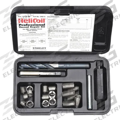 HELI-COIL Thread Repair Kit: Tanged Tang Style, Free-Running, 7/16"-20 Thread Size - Insert & Tool Kits
