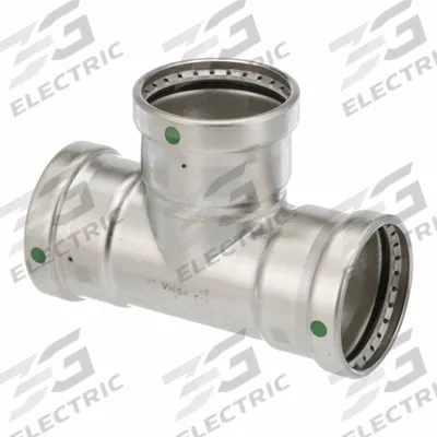 VIEGA PROPRESS Crimp Tee Fitting: 3 in CTS x 3 in CTS x 3 in CTS Size - Potable Water Stainless Steel Press Fittings