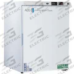 Controlled Room Temperature Cabinet: 115 V, 20°C to 25°C, 23 3/4 in Overall Wd, 24 in Overall Dp (MPN CRT-ABT-HC-UCFS-0504). Key specifications — Brand: AMERICAN BIOTECH SUPPLY; Voltage: 115 V; Includes: (3) Adjustable Shelves; Door Hinge: Right Hinge.