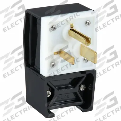 HUBBELL Straight Blade Plug: 6-50P, 250V AC, 50 A, 2 Pole, 3 Blade, Black (MPN HBL9368) - Angled Plugs