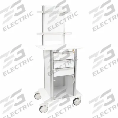 MARKETLAB Medical Procedure Cart: Aluminum, (2) Swivel/(2) Swivel with Brake, White - Medical Procedure Carts