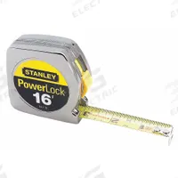 STANLEY Tape Measure: Nonmagnetic Single Hook Tip, 16 ft, Chromed Plastic, Silver (MPN 33-116). Key specifications — attr935324: STANLEY; attr942259: Silver; attr935326: Corrosion-Resistant; attr935328: 1/16 in; attr935329: Feet; attr935337: SAE; attr936607: Manual Lock; attr972446: Inch.