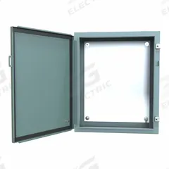 HAMMOND Electrical Enclosure: Steel, 24 in x 20 in, NEMA 12/13, w/Panel, Solid Cover, Hinged, Wall (MPN 1418E8). Key specifications — Brand: HAMMOND; Closure Method: Clamps; Knockouts: Not Included.