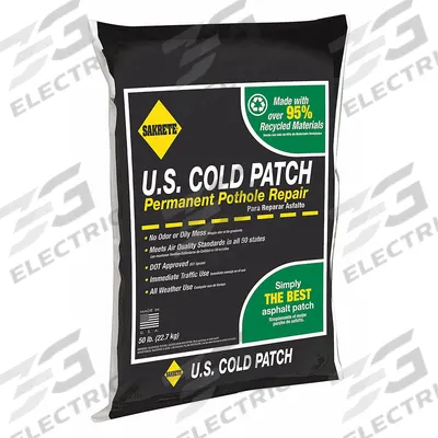 SAKRETE Cold Patch: US Cold Patch, Recycled Asphalt Mix, 50 lb Container Size, Bag - Ready-to-Use Pothole Cold Patching