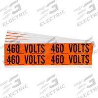 BRADY Conduit & Voltage Signs & Labels: 4 1/8 in Label Wd, 1 1/8 in Label Ht, 460 Volts, 5 PK (MPN 152370). Key specifications — Legend: 460 Volts; Brand: BRADY; Label Style: B.