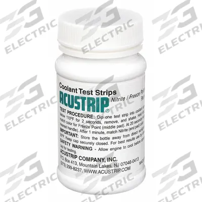 ROBINAIR Coolant Test Strips: Coolant, 50 Tests, Strip, 1 1/2 in Overall Lg - Coolant and Antifreeze Test Strips