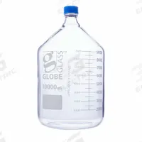 GLOBE SCIENTIFIC Media Bottle: 10 L, Screw-On, GL45, 410 mm, Colorless, Closure Included, Attached (MPN 810010K). Key specifications — Closure Type: Screw-On; Mouth Size: Wide; Screw Closure Size: GL45; Brand: GLOBE SCIENTIFIC; Body Color: Colorless.