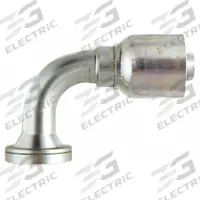 PARKER Hydraulic Crimp Fitting: Steel x Steel, 90° Elbow, -16 For Hose Dash Size, Male x Genderless (MPN 16N77-16-16). Key specifications — Fitting Gender: Male x Genderless; Fitting Connection Type: Flange x Crimp; Thread Size: 0.511"-27; For Hose Dash Size: -16; Brand: PARKER.