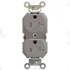LEVITON Receptacle: Duplex, 5-20, Gray, 125V AC, 20 A, 2 Pole / 3 Wire (MPN TBR20-GY)