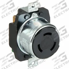 HUBBELL Locking Receptacle: Non-NEMA, Black, 250V DC/600V AC, 50 A Current Rating, 3 Poles, 4 Wires (MPN HBL7379). Key specifications — Brand: HUBBELL.