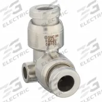 SMC Push-Fit Elbow Fitting: 4 mm OD x 4 mm OD Size, Push-to-Connect x Push-to-Connect, Silver (MPN KQG2L04-00). Key specifications — Brand: SMC.
